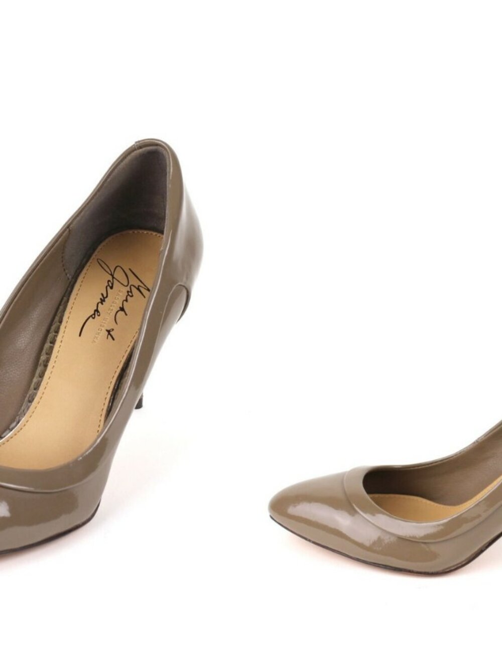 Mark & James Badgley Mischka Fain Taupe Patent Leather Pumps Size 8.5